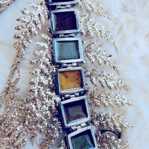 Sterling Silver Jasper Natural Stone Silpada Bracelet - Picture 3 of 6